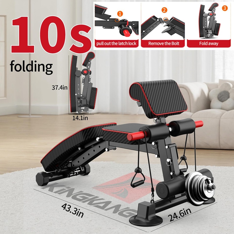 Adjustable Weight Bench,Utility Workout Bench Foldable Incline Decline