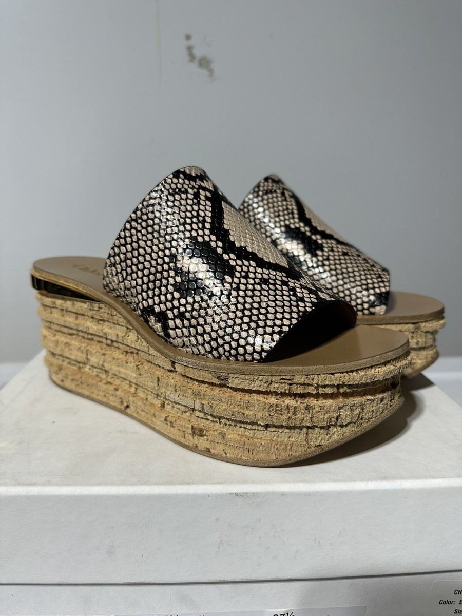 NWT Chloe Sandals High top heels womens size leather snakeskin