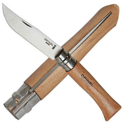 Opinel No 10 Taschenmesser Edelstahl Buchenholzgriff Virobloc 12C27 Sandvik