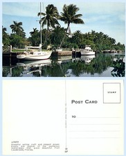 Sailboat Cabin Crusier on Waterway Ft Lauderdale Florida Boat Ship Postcard