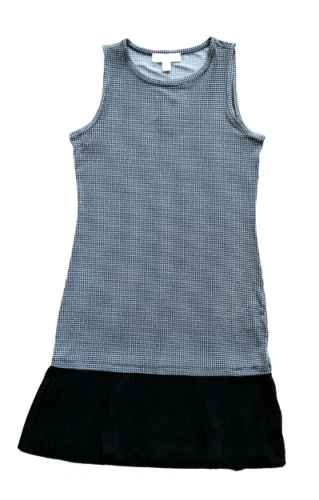 Abito MICHAEL KORS XS bianco e nero orlo plissettato