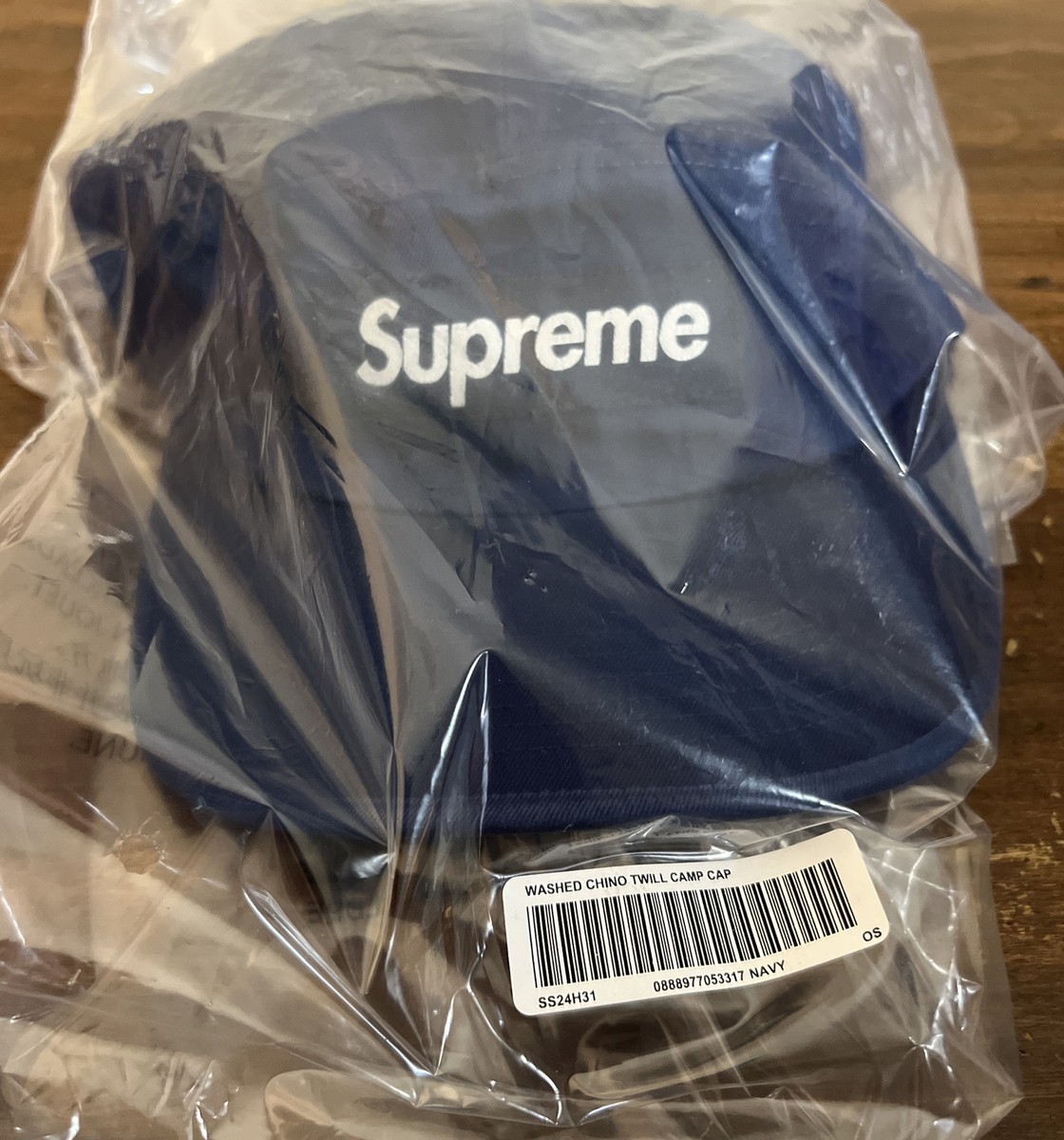 SUPREME WASHED CHINO TWILL CAMP CAP NAVY OS SS24 WEEK 1
