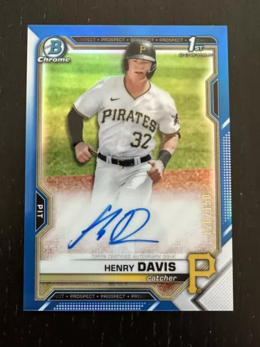 HENRY DAVIS AUTO 1st 2021 Bowman Chrome Draft Autograph BLUE REFRACTOR #/150 RC