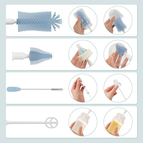 Electric Bottle Brush Cleaner Baby Bottle Cleaning Kit With Nipple Straw Brushes - Picture 3 of 6