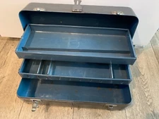 Vintage Simonsen Industrial Metal Tool Box Green Chicago Style Rustic 16'' 3