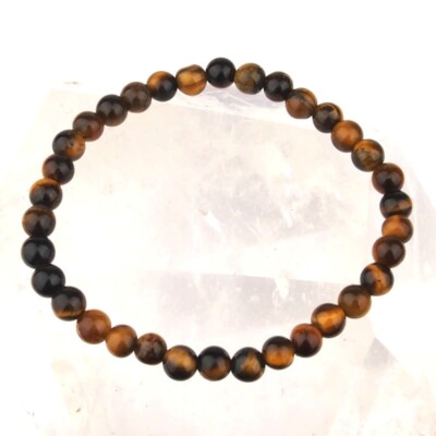 Tigerauge Ø 6 mm Kugel Edelstein Armband flexibel und dehnbar AA - Qualität