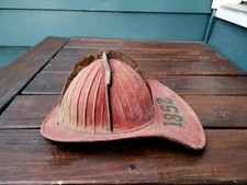 Antique 19th Century Cairns 32 Comb Crown Firefighter Leather Fire Helmet 
