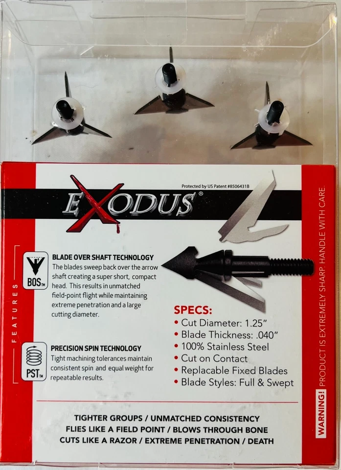 QAD Exodus Broadhead 100 Granos Hoja Completa Nuevo Foto 2 de 2