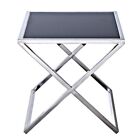 <!--F#f_0-->Lily Mirror Polished Stainless Steel Side Table with Black Tempered Glass Top<!--F/-->