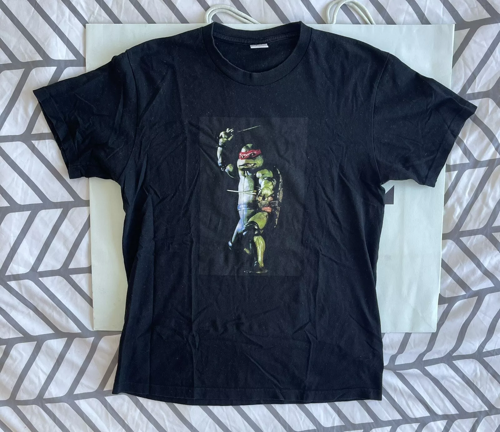Supreme Raphael Ninja Turtles T Shirt Black Sz M 100 % Authentic