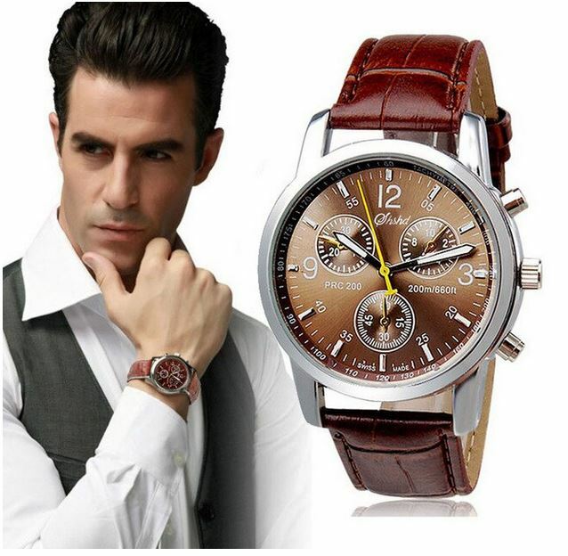 Orologio Uomo Analogico ShShd Marrone Brown Elegante di Lusso