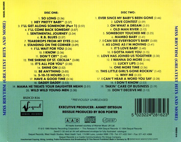 Soul CD Ruth Brown Miss Rhythm, Greatest Hits And More 2xCD, Comp