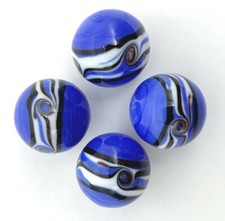 NEW for 2022 22mm "Riptide" Dark Blue Handmade Art Glass Marbles Pk 4 7/8th"