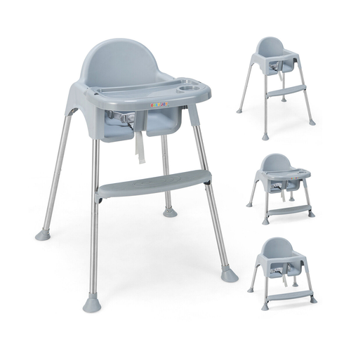 4-In-1 Convertible Baby High Chair Feeding W/ Footrest & Removable Double Tray