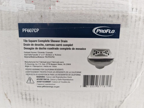 PROFLO PF607CP Tile-in Square Complete Shower Drain in Polished Chrome - Picture 5 of 5