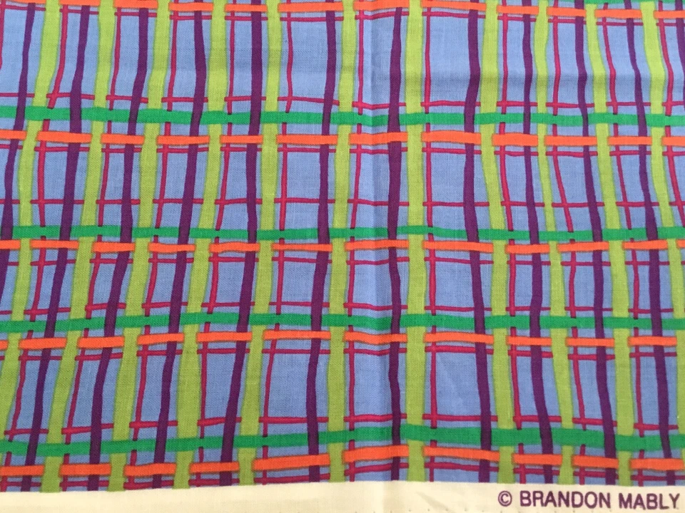 VTG OOP Brandon Mably Rowan BM26 PLAID Blue Cotton Fabric 2 PCs. FQ & 1/2 Yard - Image 2 of 3