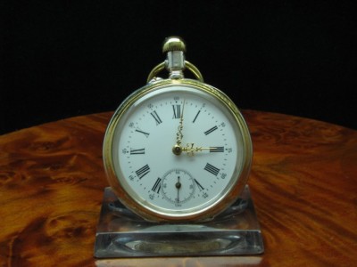Minerva 800 Silver / Gold Mantle Open Face Pocket Watch / Diameter 46.6mm