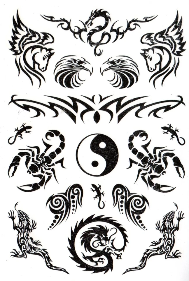 MARKENLOS Temporay Körper Schmuck Tattoo Einmal Tatoo Tätowierung Bodyart Yin und Yang