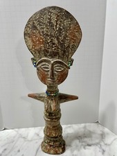 Wood Tribal Carving Ethnic Folk Art African Ashanti Akuaba Fertility Doll Statue