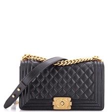 Chanel Boy Flap Bag Quilted Caviar Old Medium