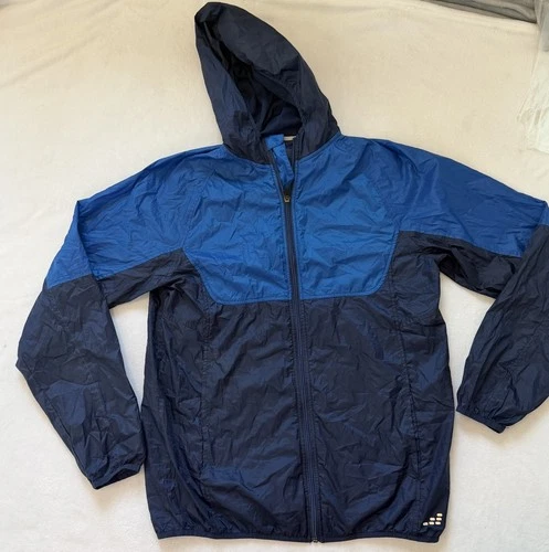 BCG Jacket Adult M Blue Hooded Nylon Ripstop Windbreaker Outdoors Hiking Full Z - product listing photo