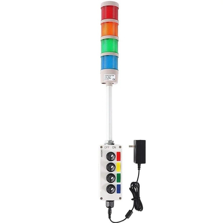 New 4-Stack LED Tower Light w/ Buzzer R/Y/G/B Industrial Garage Game Room