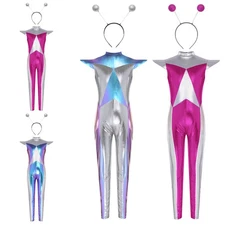 Kids Girls Costume Theme Party Bodysuit Hair Hoop Jumpsuit Funny Set Role-Play