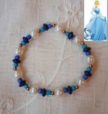Handmade Cinderella Disney Princess Bracelet Blue, Pearls