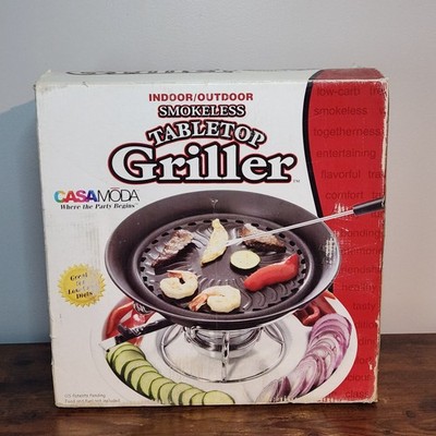 Casamoda Smokeless Tabletop Grill   Indoor/Outdoor Portable BBQ w/ Ceramic Tray