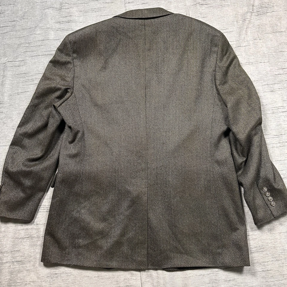 Casaco esportivo JoS A Bank blazer lã de seda masculino 43R verde/marrom terno jaqueta - Imagem 4 de 4