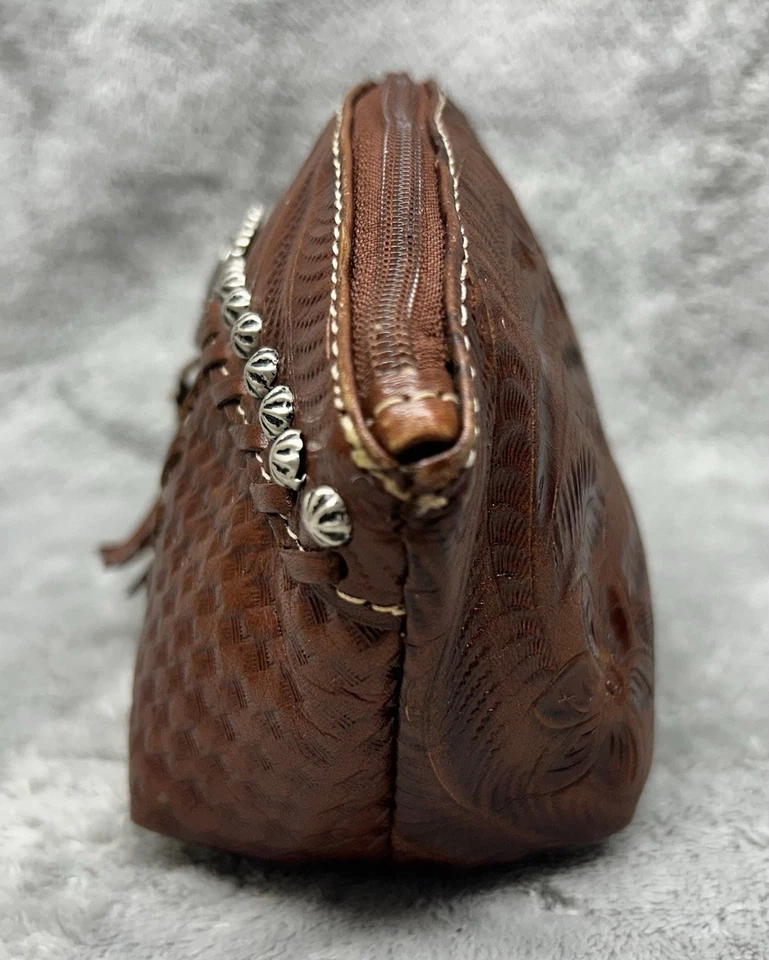 Bolso de muñeca American West Tooled de cuero cosmético Star Concho | Vendedor de EE. UU. Foto 3 de 4