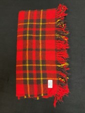 Vintage Faribo Fringed Stadium Blanket Throw Red Black Tartan Plaid Soft
