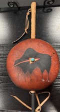 AUTH ROBERT RIVERA SIGNED 1984 GOURD BUFFALO RATTLE SANTE FE NM NATIVE AMERICAN