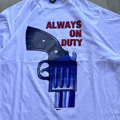 Vintage ''I Don't Dial 911'' White T-Shirt Mens 2X Gun Single Stitch 90's