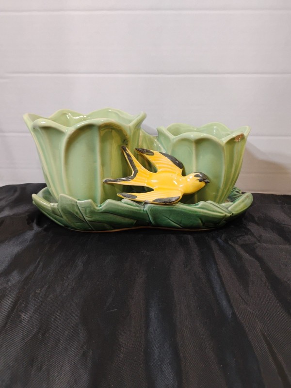 Vintage McCoy Pottery Double Tulip Swallow Flower Pot Planter *See Photos*