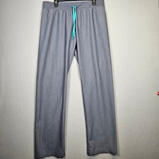 FIGS Heather Gray Scrub Pants Straight Leg Teal Drawstring Mens L/T 31 Inseam