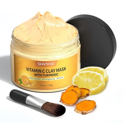 Vitamin C Face Mask with Kaolin Clay and Turmeric for Dark Spots, Dull Skin,... 