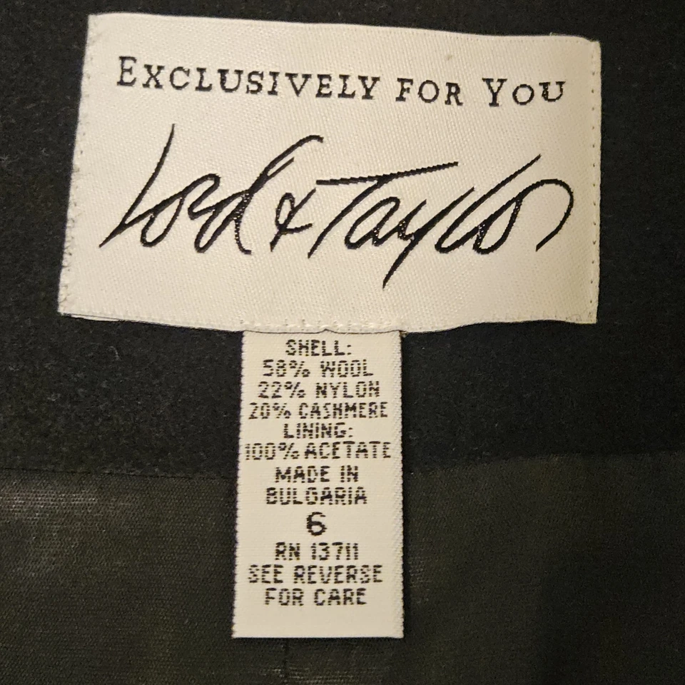 Chaqueta Blazer Lord & Taylor Mujer Talla 6 Negra Mezcla Lana Cachemira Foto 4 de 4