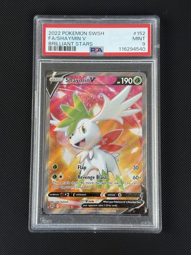 20232 Pokémon Card Tcg Full Art Shaymin V PSA 9 Brilliant Stars 152/172 MINT