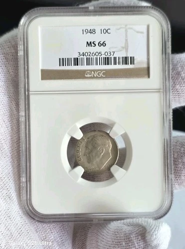 C96. 1948 10C Roosevelt Dime NGC MS 66 Silver