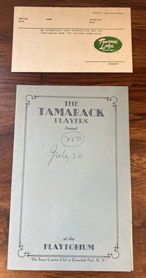Tamarack Lodge - Greenfield Park Vintage Paperwork - Reservation Book Playbill