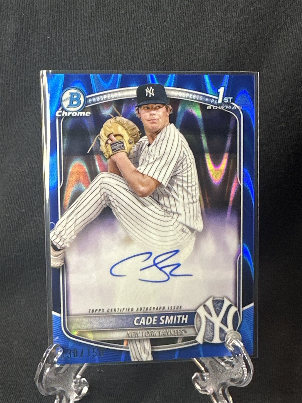 2025 Bowman Chrome Cade Smith 1st Blue RayWave Refractor Auto /150 #CPA-CS Yanks