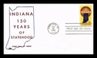 Indiana 150 Years Of Statehood First Day Cover 1966 KJM Cachet