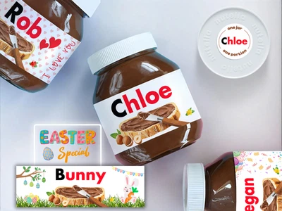 Nutella Jar Personalised Label Custom Name Birthday Gift Party Favor Christmas - image 1 of 2