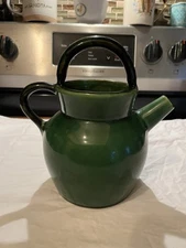 William Sonoma ceramic pottery green glazed Gargoulette Water jug pitcher France