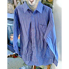 Pierre Cardin size 15-15.5, 32/33, Pinstriped Blue/Multicolor Men's Dress Shirt