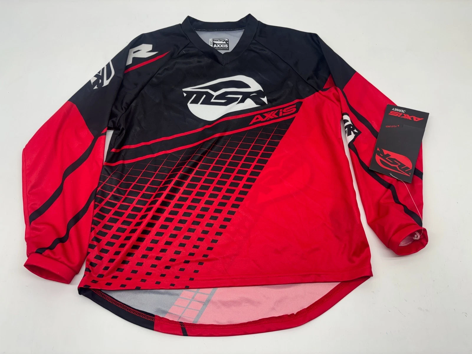 New MSR Axxis Motocross Jersey Red Black Men's Youth Large YLG Of-Road MX 2016