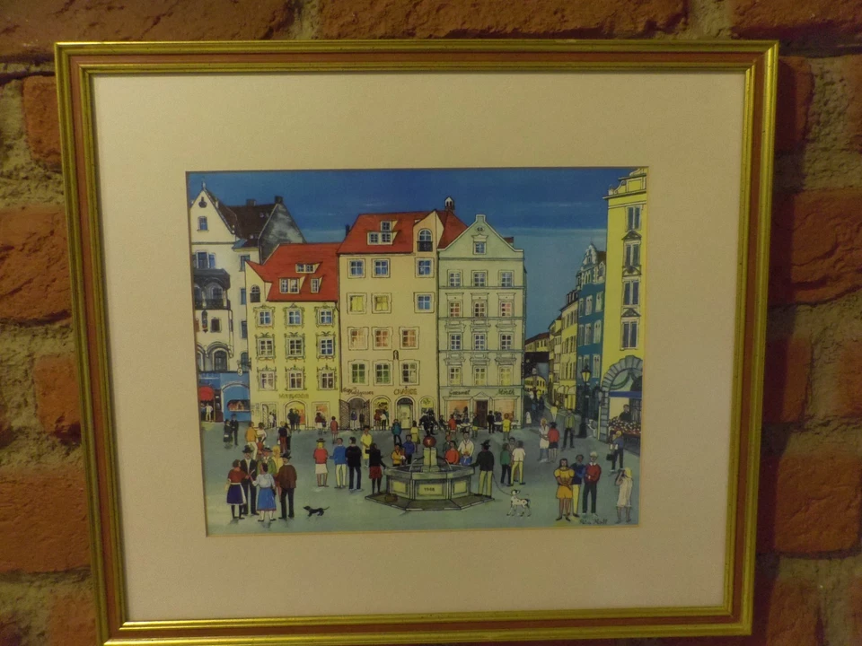 Petra Moll "Am Platzl", München geg. v. Hofbräuhaus Kunstdruck 1988 - Bild 2 von 4