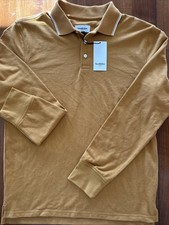 Goodfellow  Co Men's Long Sleeve Polo Shirt MEDIUM Gold Color 3 Button