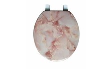 Round Toilet Seat with Easy Clean and Change Metal Hinges in Marble Agate